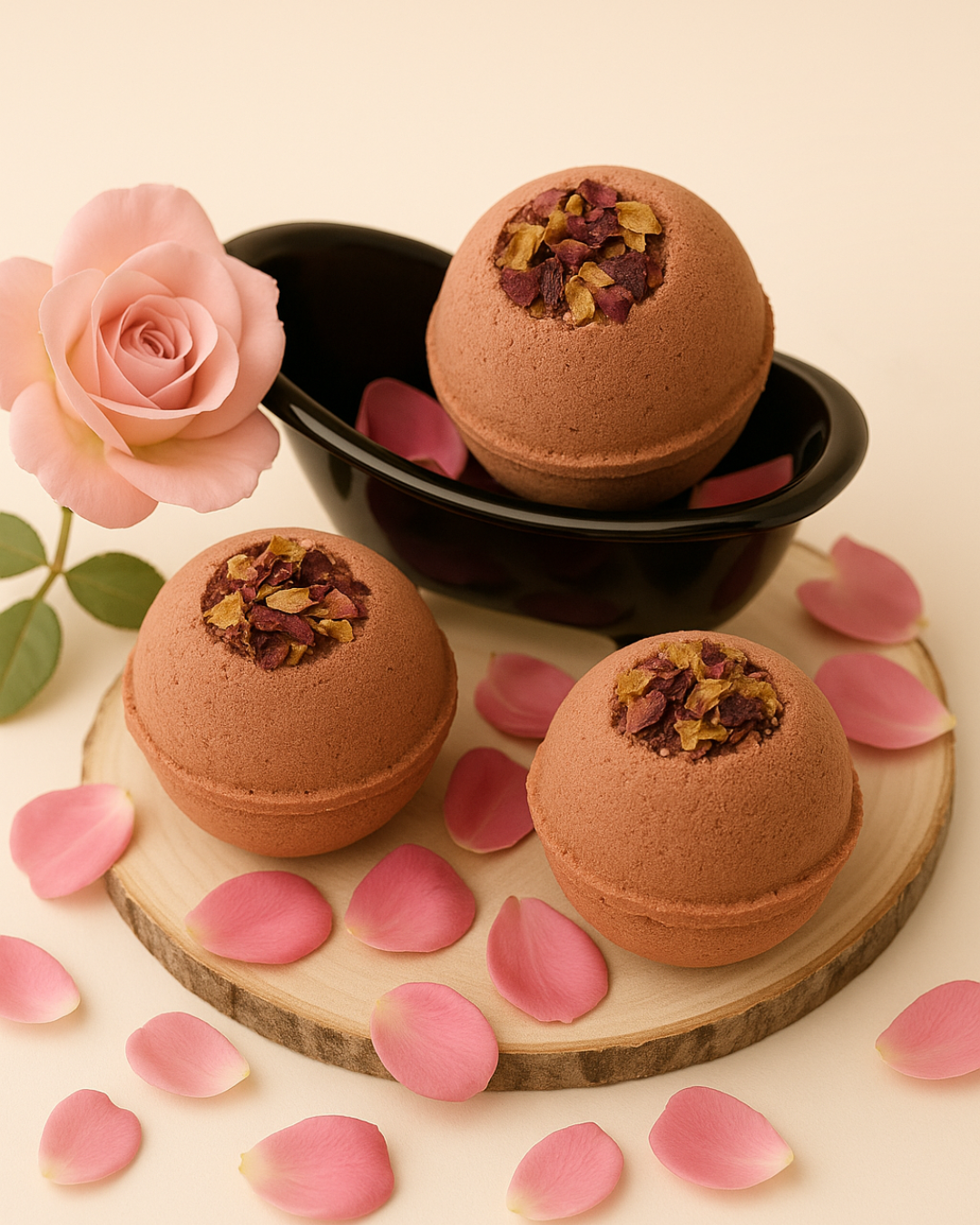 Aphrodite’s Sphere – Luxury Rose Bath Bomb with Organic Rose Petals for Hydrated, Soft Skin (2.2 oz / 62 g • 4.0 oz / 113 g)