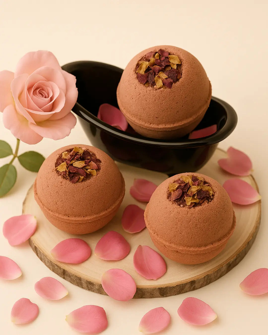 Aphrodite’s Sphere – Luxury Rose Bath Bomb with Organic Rose Petals for Hydrated, Soft Skin (2.2 oz / 62 g • 4.0 oz / 113 g) Deos Co.