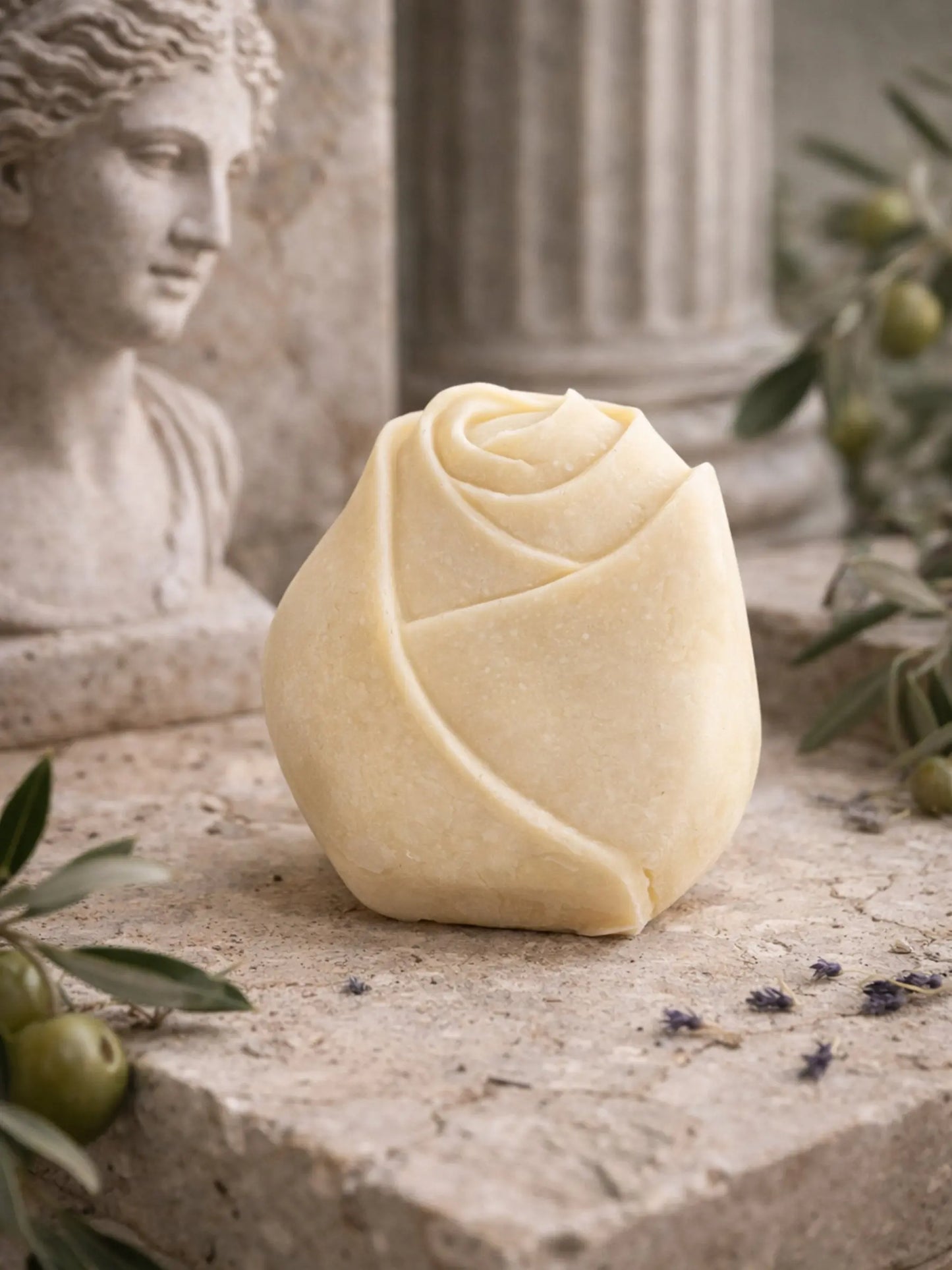 Handcrafted olive oil lavender soap inspired by Greek artistry, Nardus Bliss Collection / DEOS CO. the bud soap