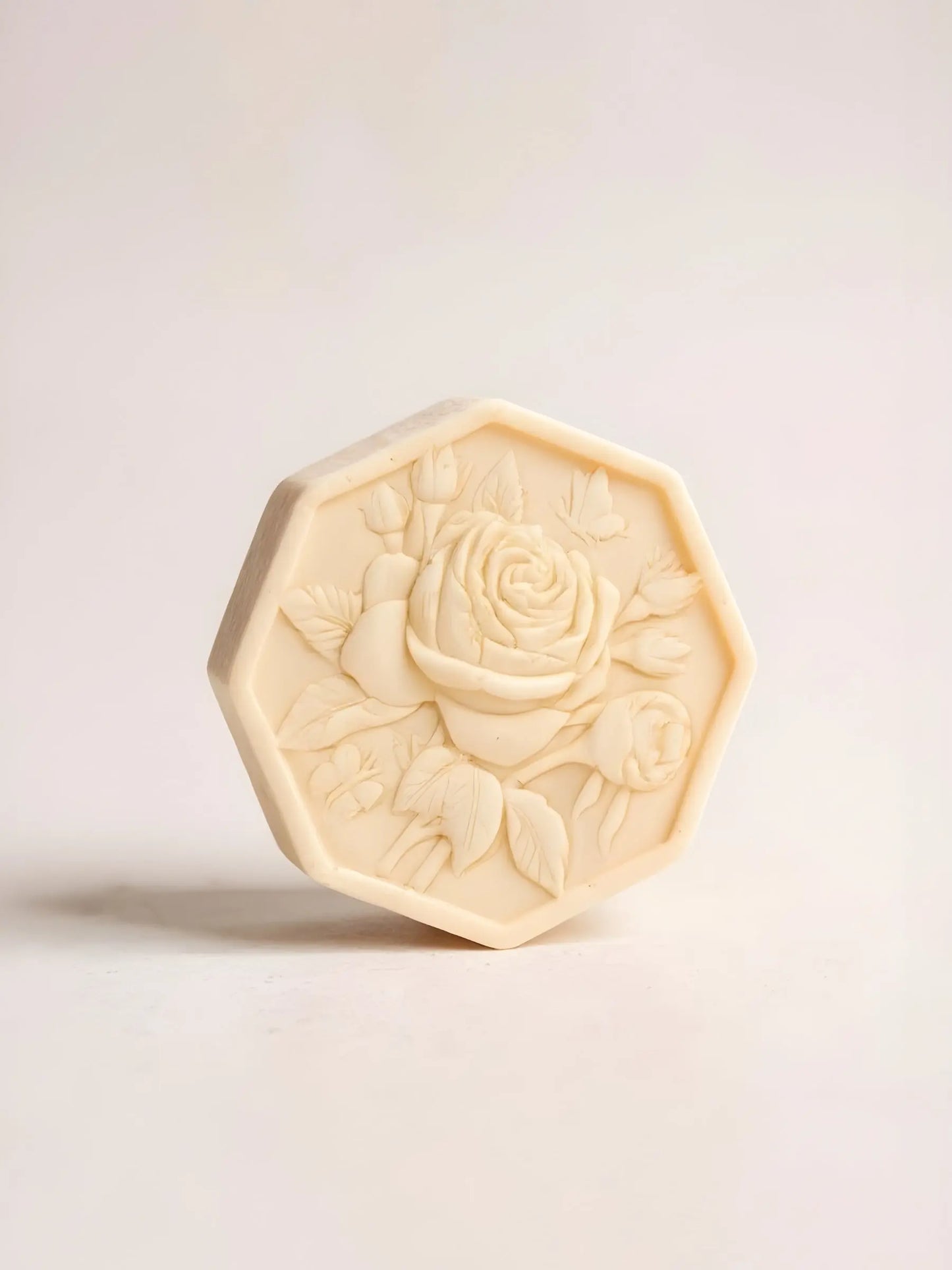 Oilve oils and lavender natural organic soap bar by deos co. with floral design on a light background
