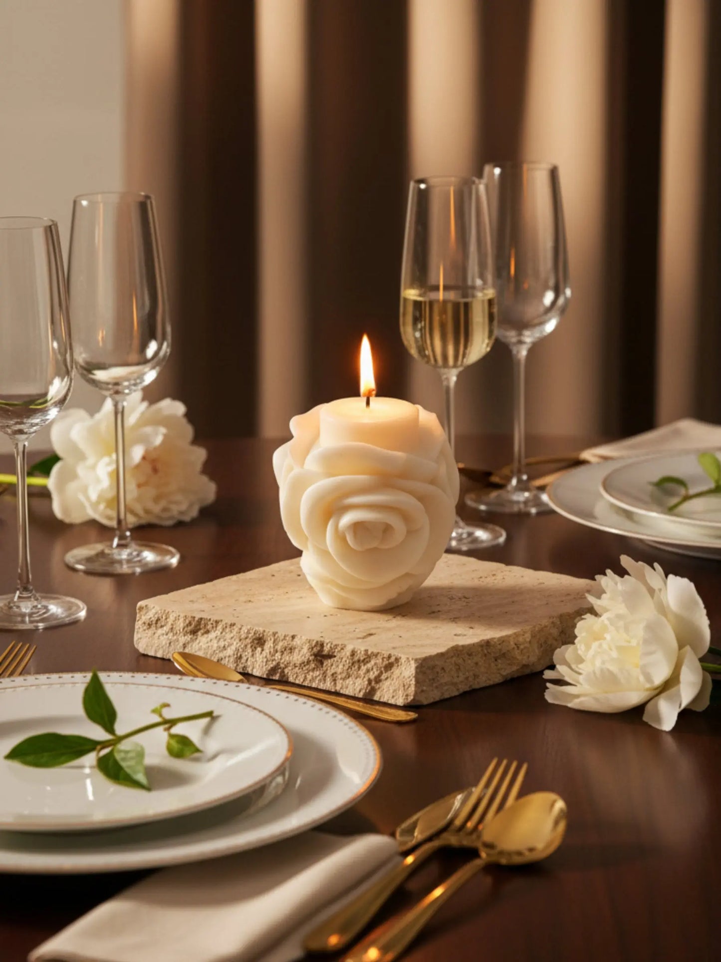 Luxury vanilla soy candle with sculptural design