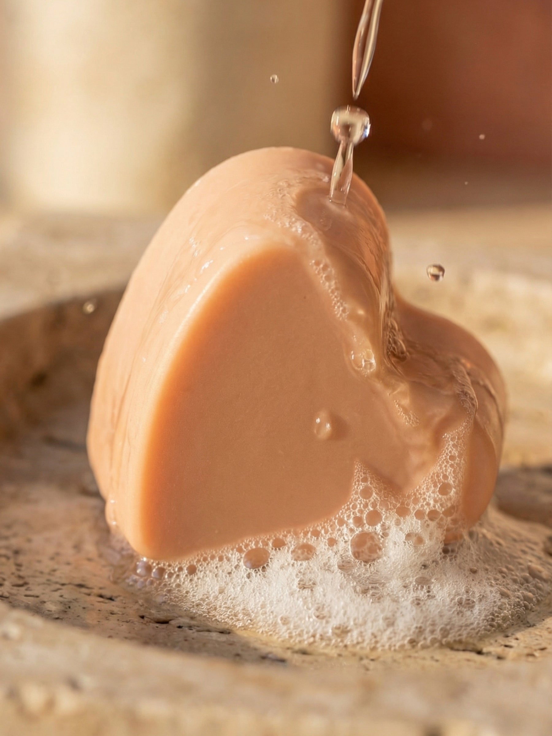 AGĀPE rose geranium and vanilla heart soap by DEOS Co., natural handmade soap with creamy lather Valentine's Day