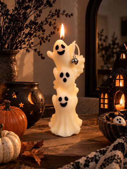 Phantomé Three Ghost Candle – Handmade Halloween Candle | 104 g / 3.70 oz | 5.5 in × 2 in DEOS CO.