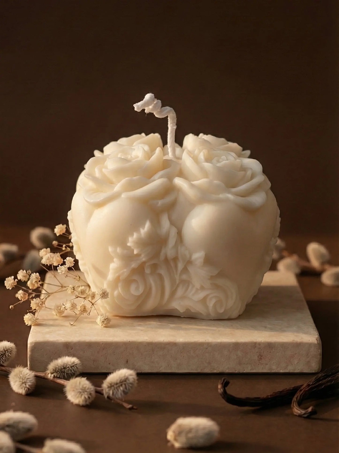 Luxury sculptural rose soy wax candle