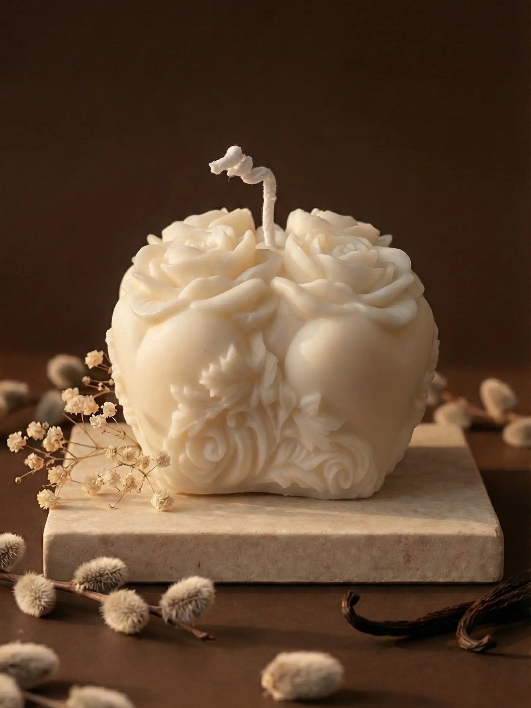 Luxury sculptural rose soy wax candle