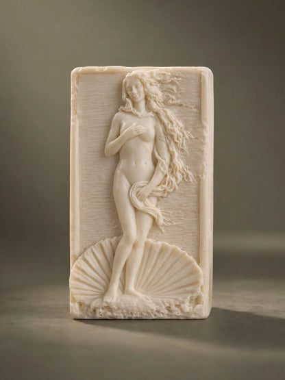 Anadyomene jasmine olive oil soap with Aphrodite sculpture relief, luxury Greek handmade soap by DEOS Co.
