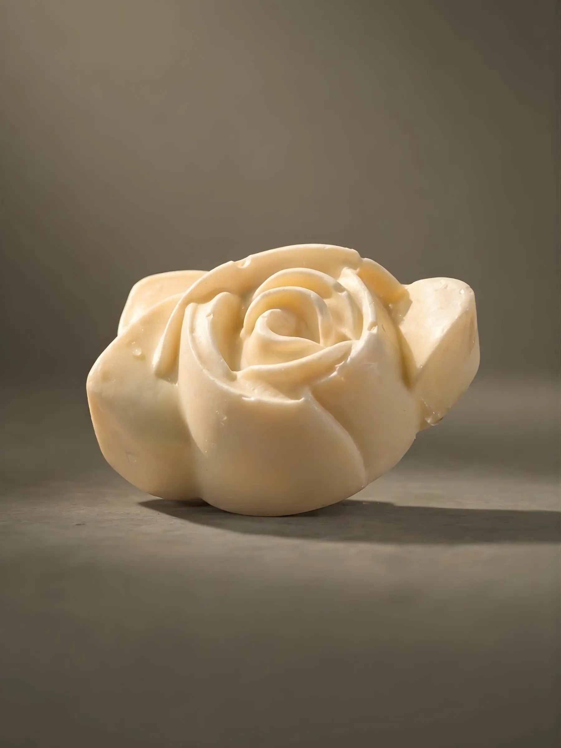 Minimalist jasmine olive oil rose soap bar on neutral surface, elegant natural skincare by DEOS Co.