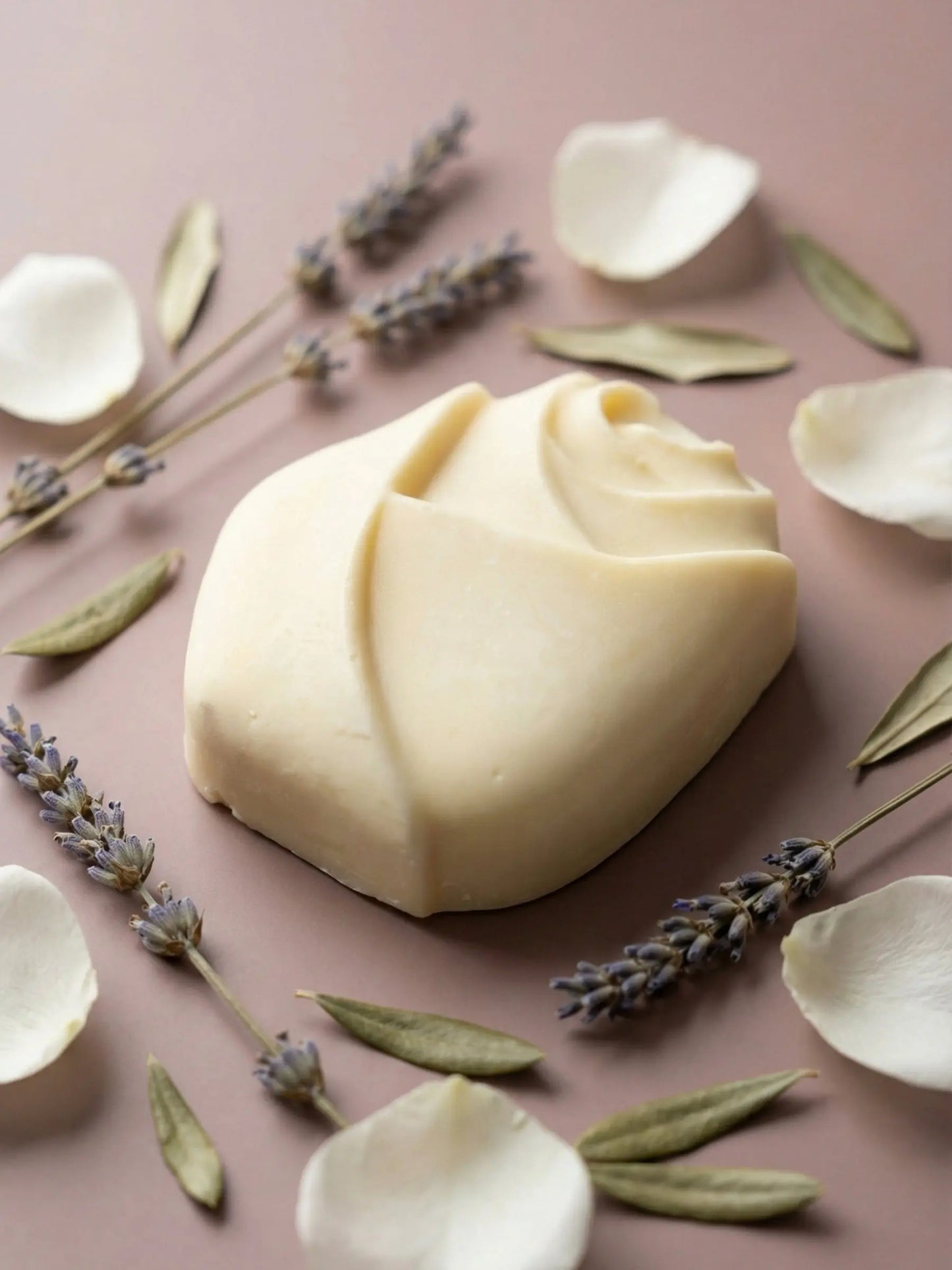 Olive oil lavender soap with dried lavender and botanical petals, Nardus Bliss Collection / DEOS Co. The Bud